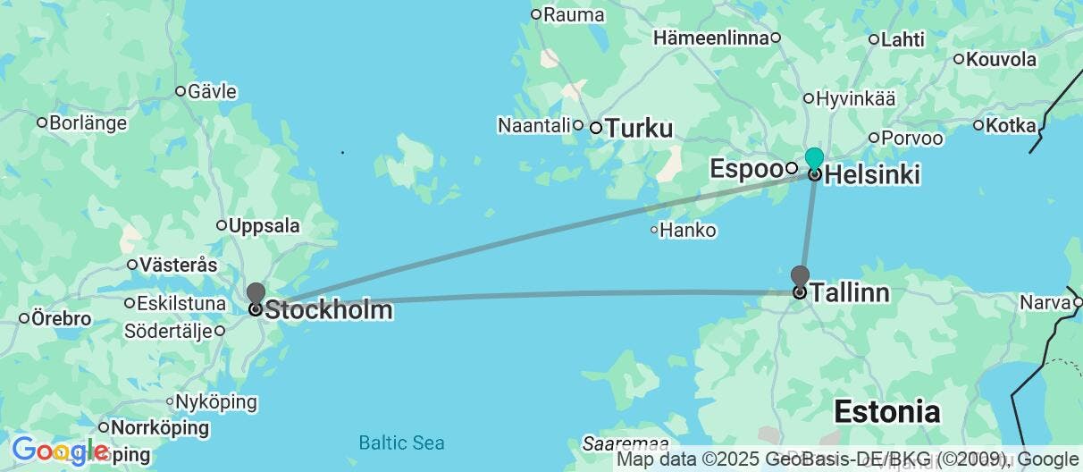 Map of Sailing through Northern Capitals