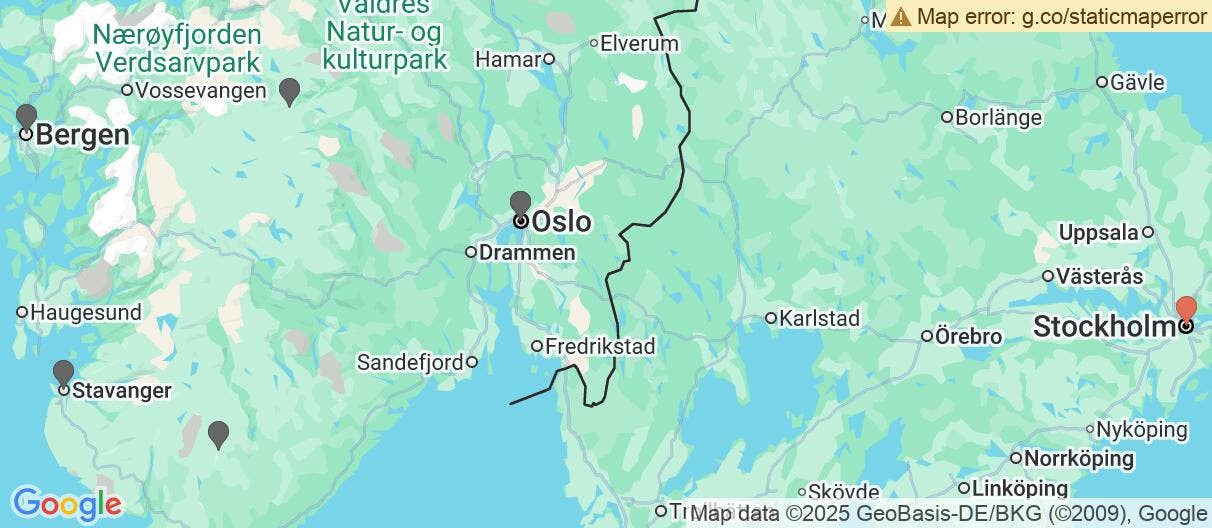 Map of Nordic Fjords & Stockholm's Canals 