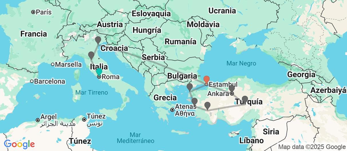 Map of De Roma a Estambul: magia eterna