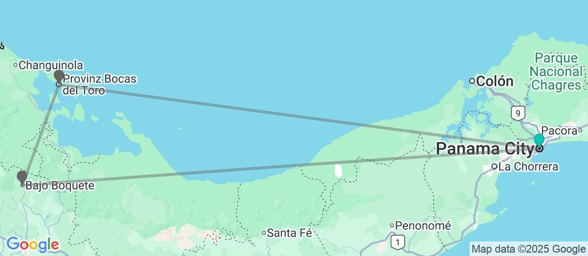 Map of Panamas Highlights: Kanal, Boquete & Bocas