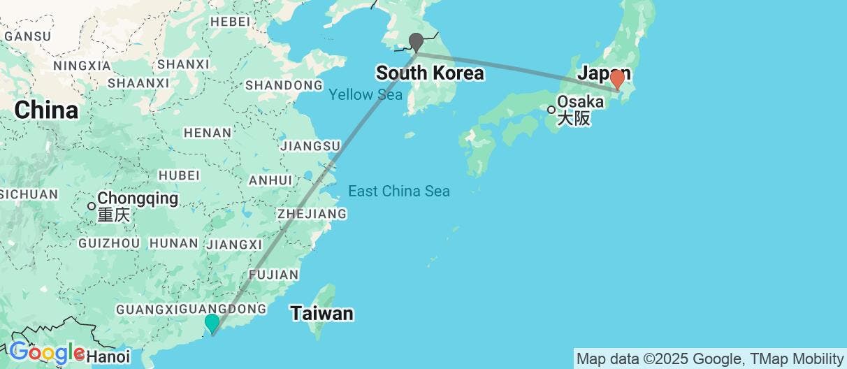 Map of Capital cities of the Far East