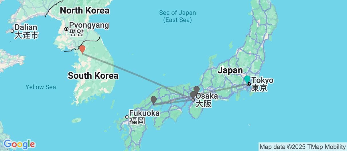 Map of Mount Fuji to Seoul: A self-guided journey