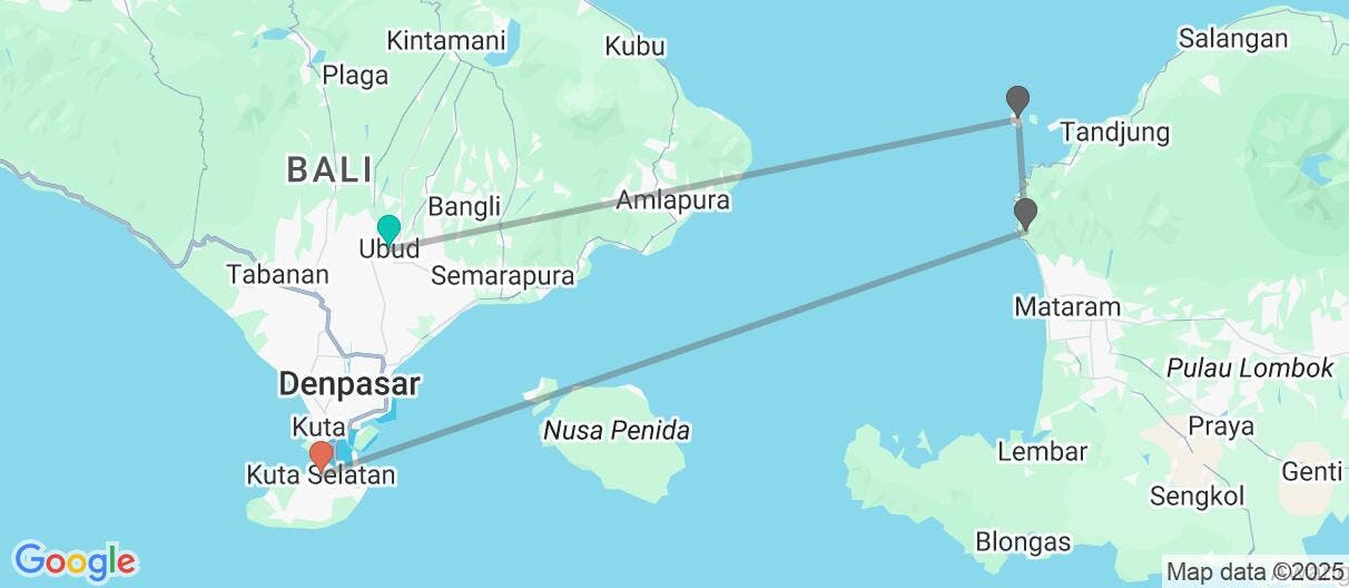 Map of Bali, Lombok y Gili Trawangan