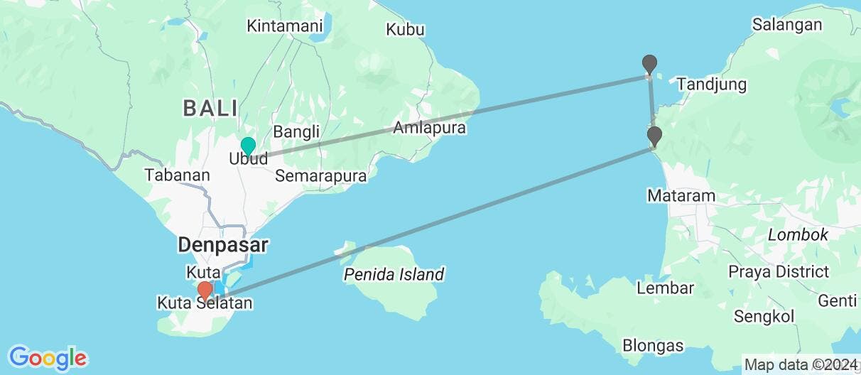 Map of Bali, Lombok & Gili Trawangan