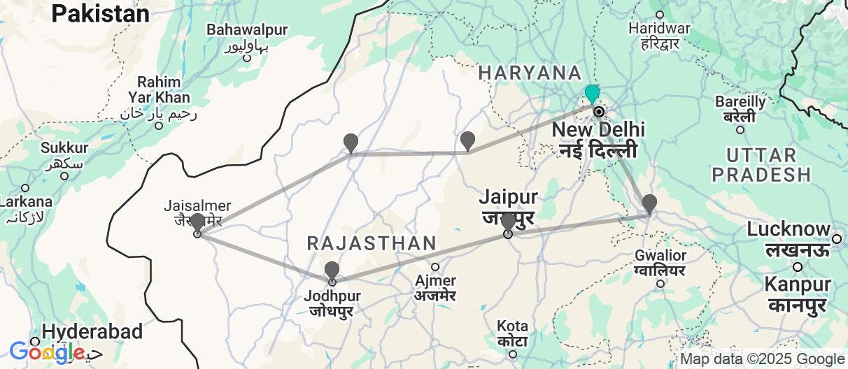 Map of Palaces & Deserts of Rajasthan