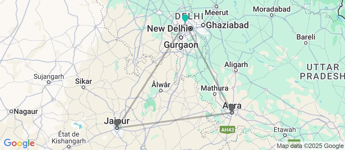 Map of Le triangle d'or de l'Inde