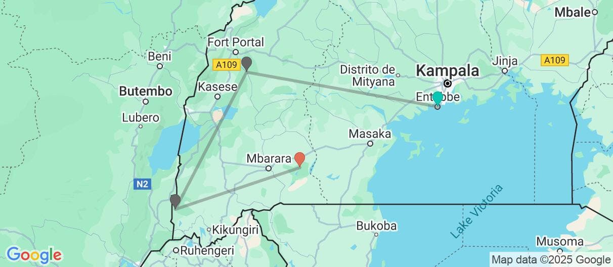Map of Tesoros de Uganda: tierra de primates