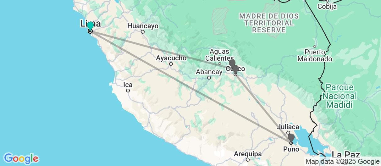 Map of From Sacred Valley to Lake Titicaca