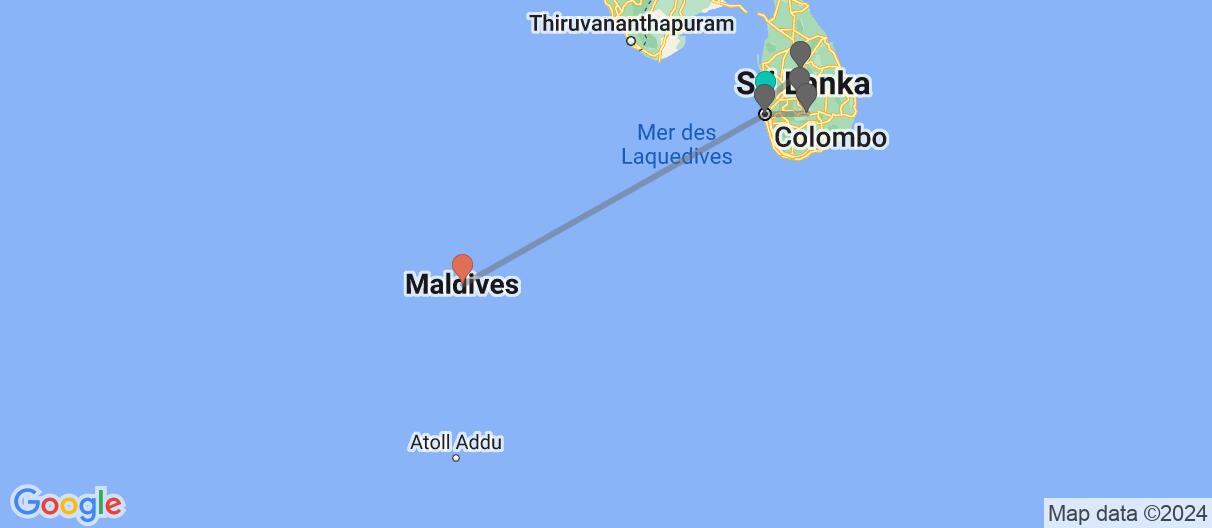 Map of Sri Lanka et paradis aux Maldives