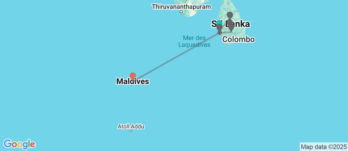 Map of Sri Lanka et paradis aux Maldives