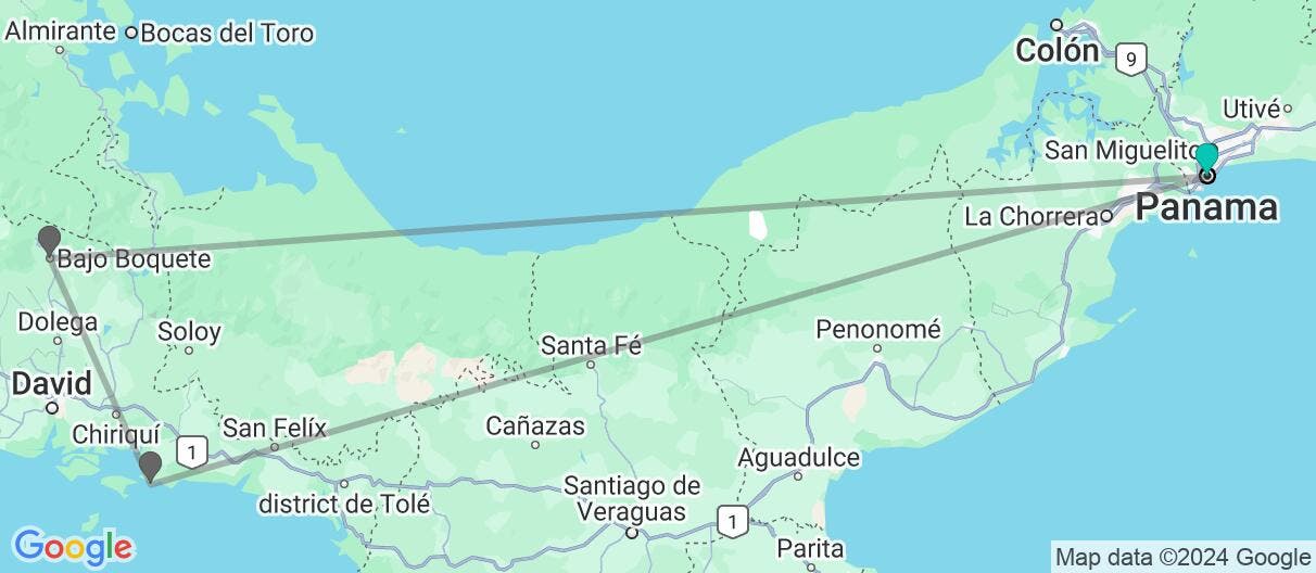 Map of Canal, Boquete & Boca Chica