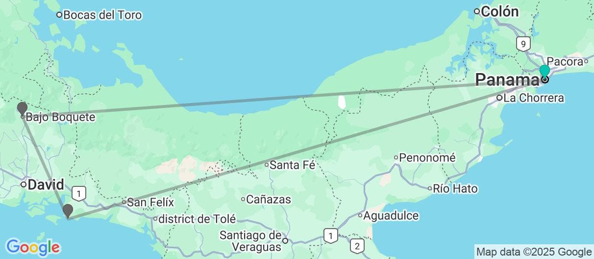 Map of Canal, Boquete & Boca Chica