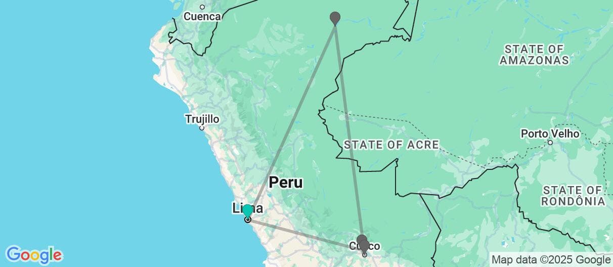 Map of Sacred Inca & Ultimate Amazon Adventure