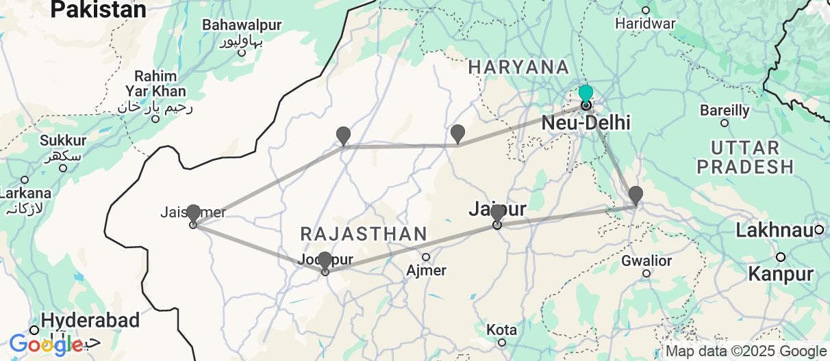 Map of Märchenhafte Rajasthan-Rundreise