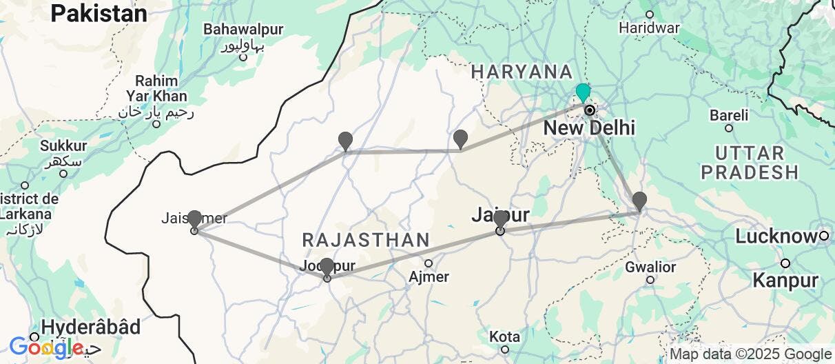 Map of Palais & déserts du Rajasthan